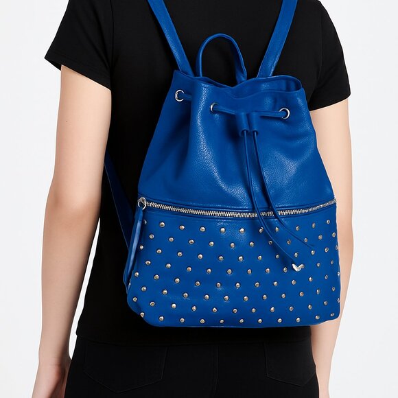 SALE Black Rivet Royal Blue Studded Backpack - Picture 1 of 6